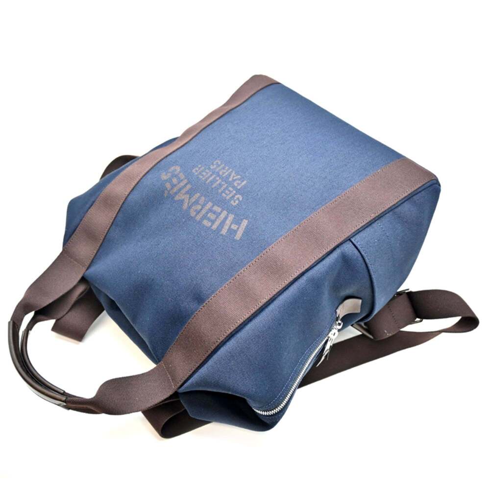 Hermes Sac de Pansage Groom Women's/Men's Backpack/Daypack, Canvas, Navy - Picture 3 of 10